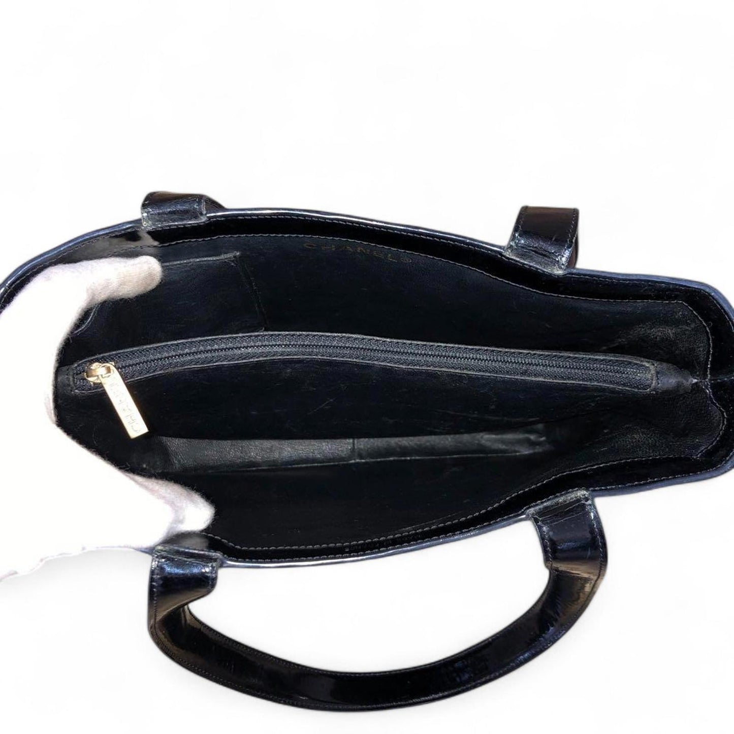 Chanel - Black Patent Leather Tote Bag