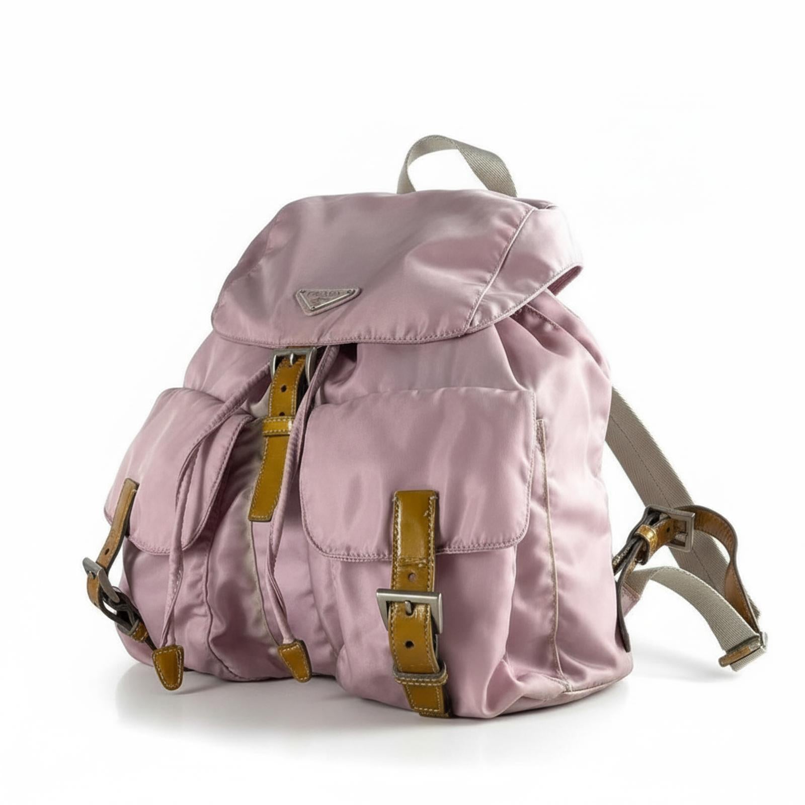 Prada - Pink Nylon Backpack with Leather Straps