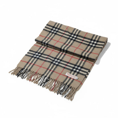 Burberry - Classic Beige Check Cashmere Scarf