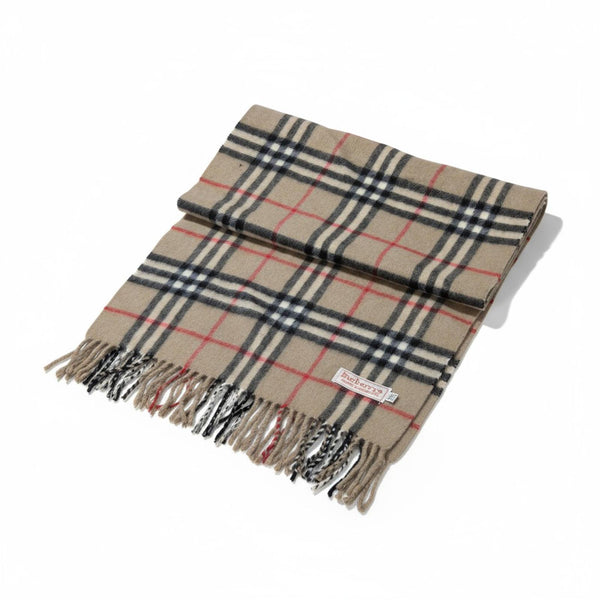 Burberry - Classic Beige Check Cashmere Scarf