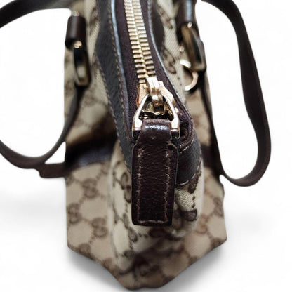 Gucci - Monogram Canvas Handbag Leather Trim