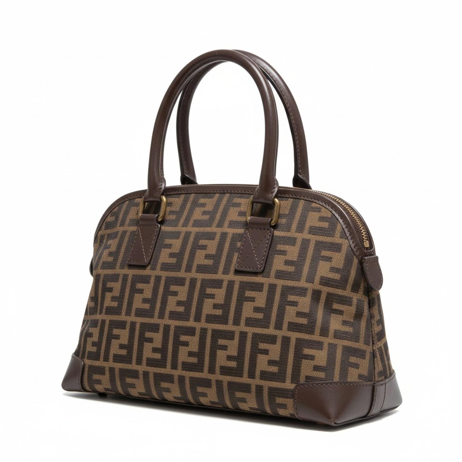 Fendi - Vintage Zucca Monogram Canvas Handbag Leather