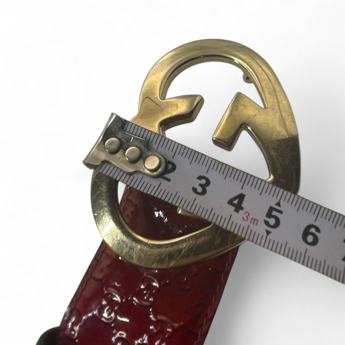 Gucci - Red Patent Leather Belt Gold Heart Buckle