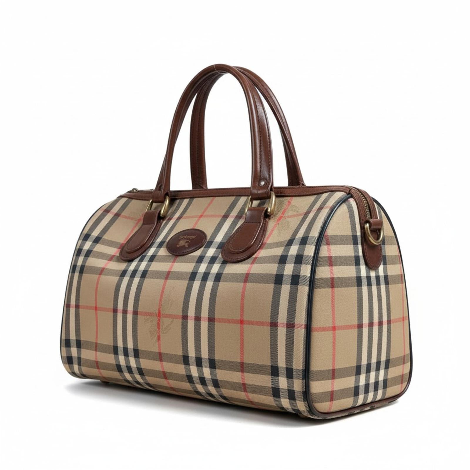 Burberry - Vintage Checkered Handbag Leather Handles