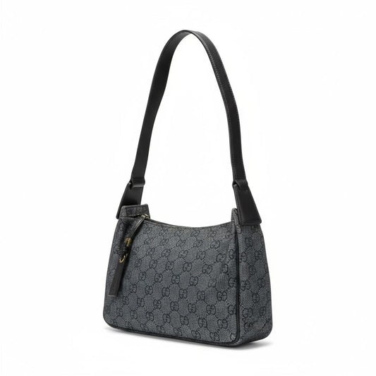 Gucci - Black Monogram Canvas Shoulder Bag