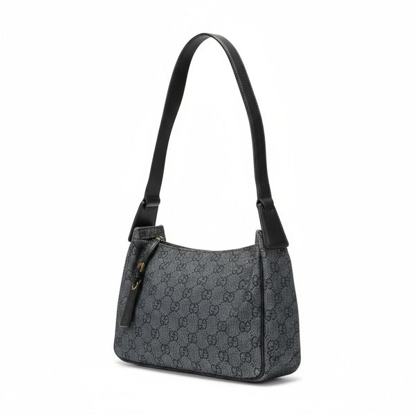 Gucci - Black Monogram Canvas Shoulder Bag