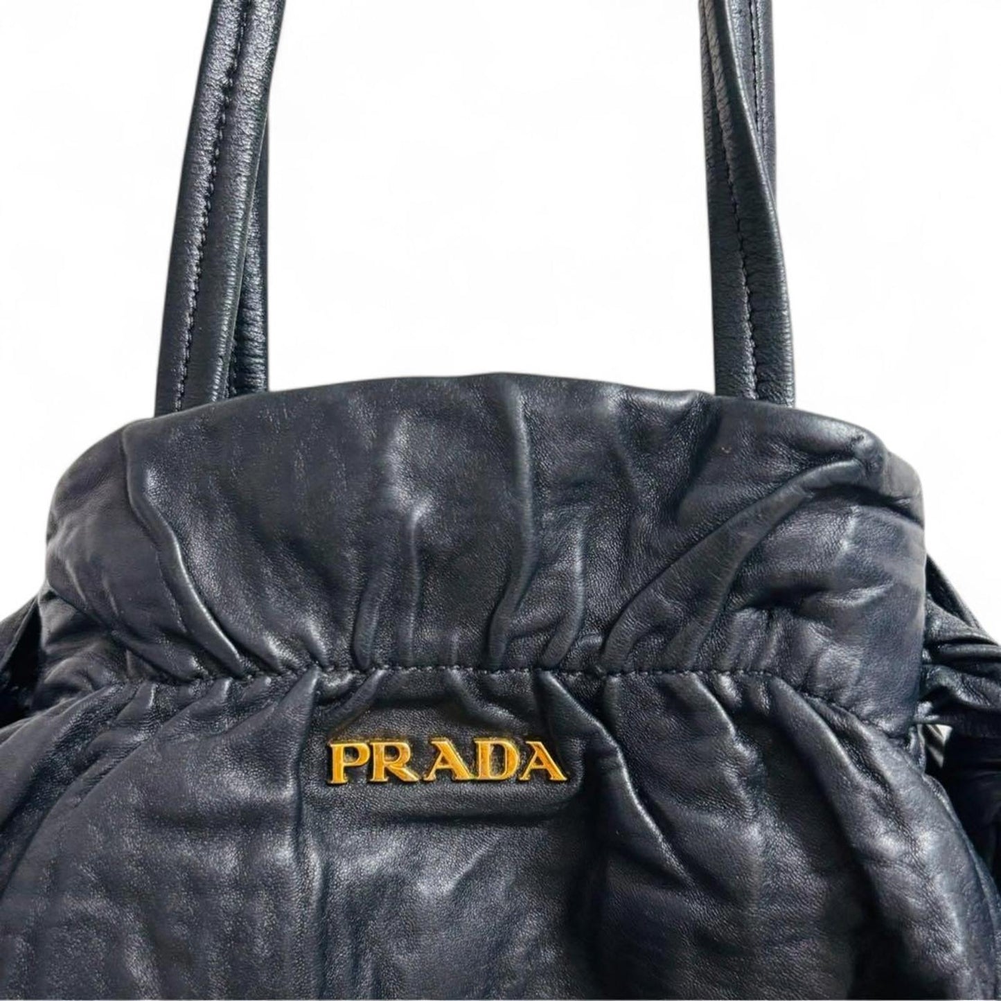 Prada - Black Leather Handbag Side Bows