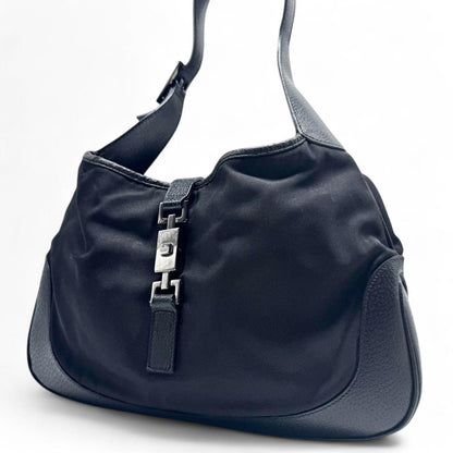 Gucci - Black Jackie Leather Shoulder Bag Silver-Ton