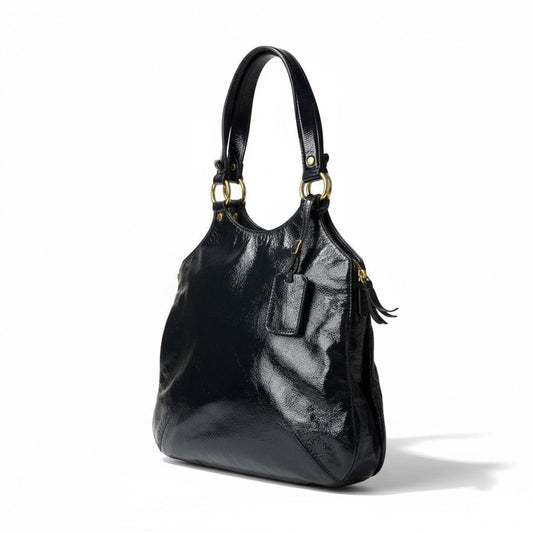 Yves Saint Laurent - Women's Black Patent Leather Shoulder Bag