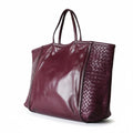 Bottega Veneta - Large Burgundy Leather Woven Tote Bag