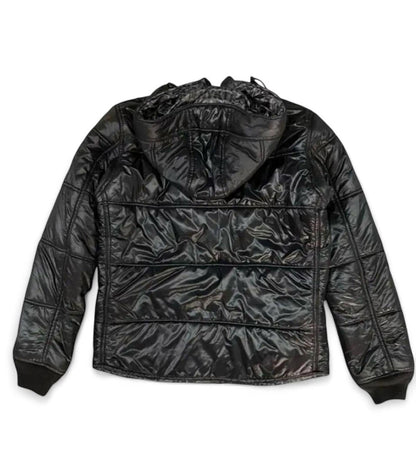 Hysteric Glamour - Men's Black Hooded Puffer Jacket with Patches