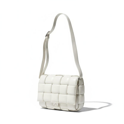 Bottega Veneta - White Woven Leather Shoulder Bag