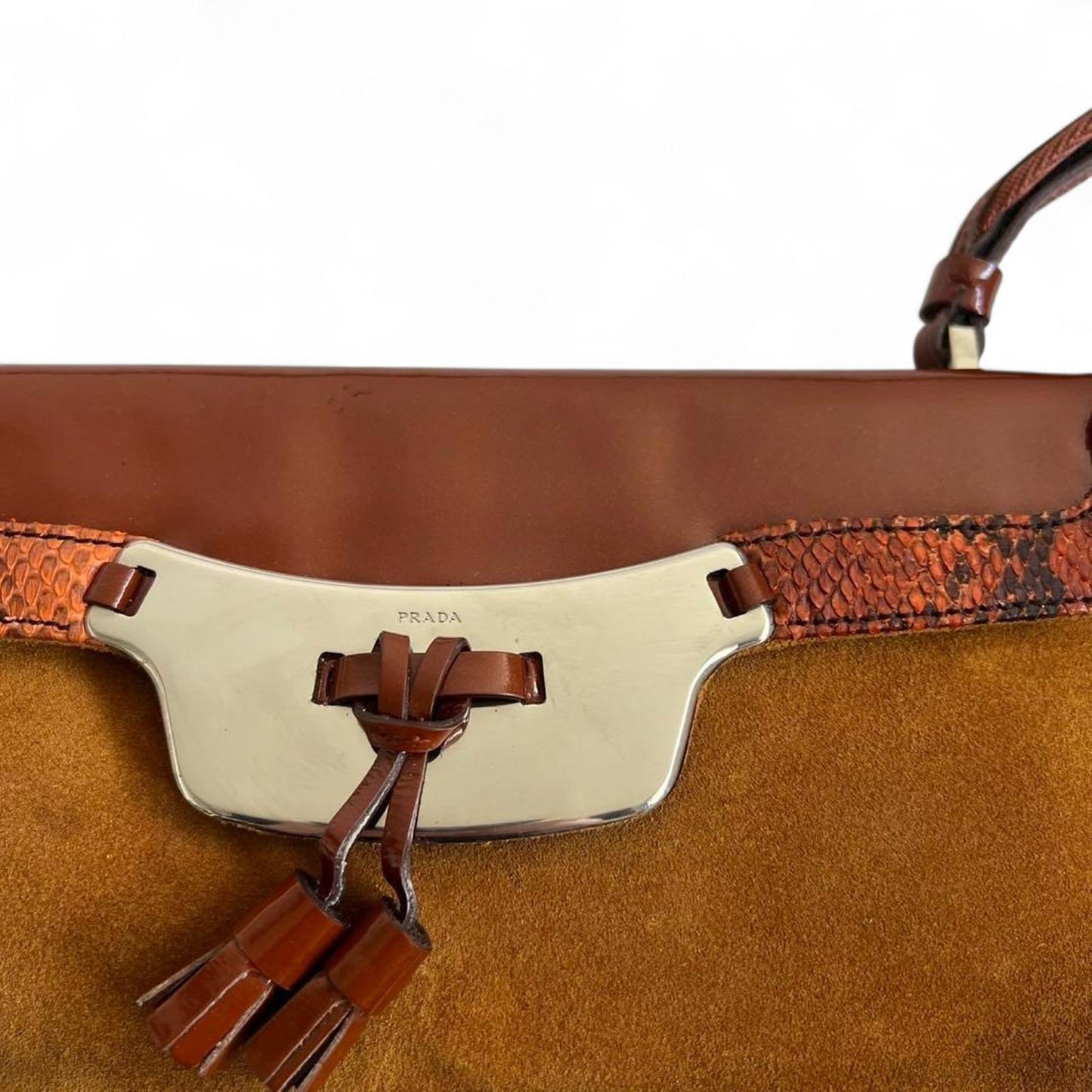 Prada - Women's Shoulder Bag in Brown Suede and Leather with