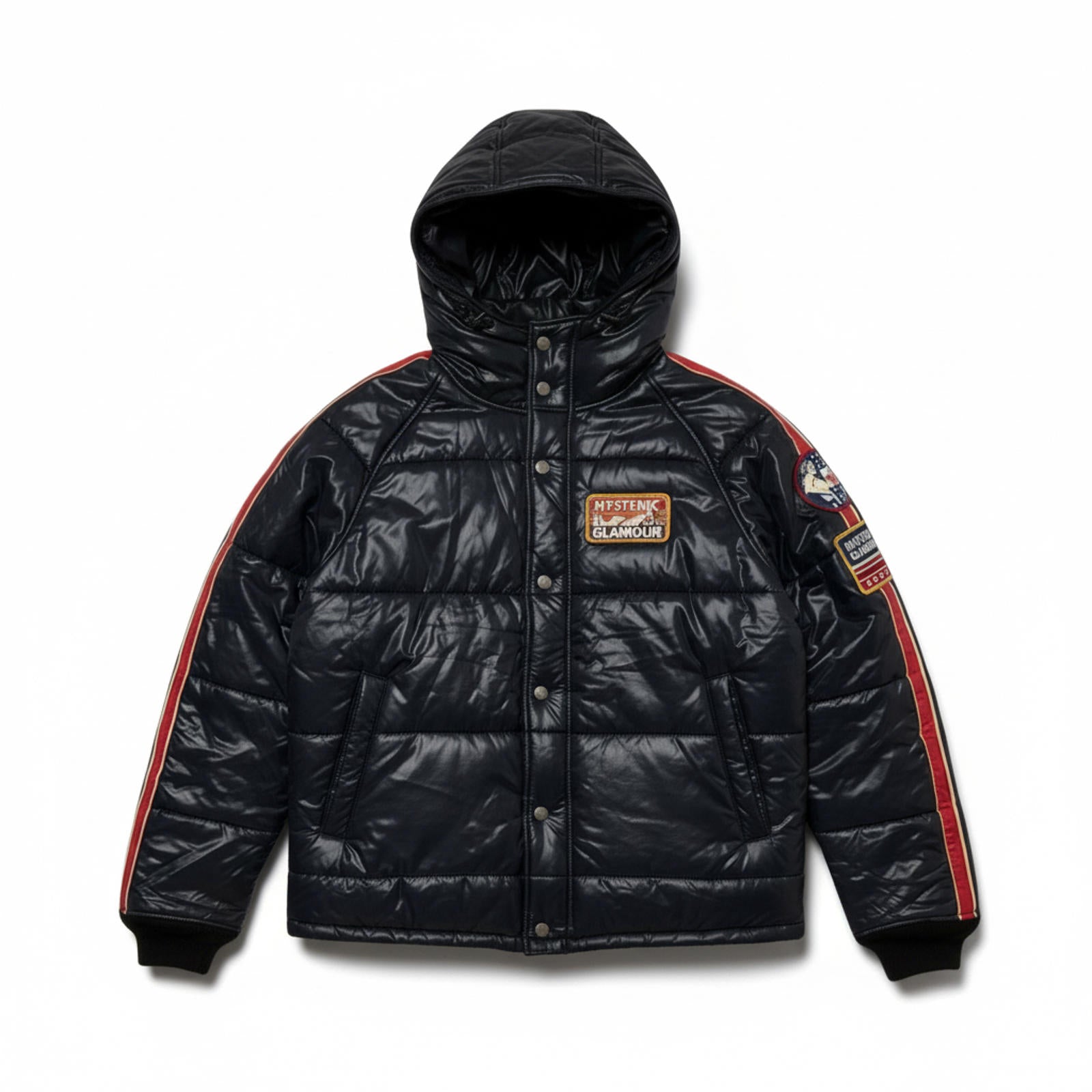 Hysteric Glamour - Black Hooded Puffer Jacket Red