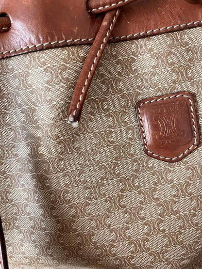 Celine - Vintage Drawstring Shoulder Bag in Brown Monogram