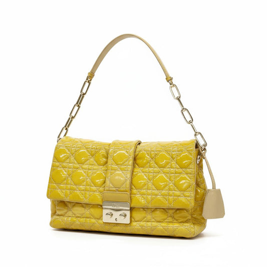 Dior - Yellow Quilted Patent Leather Shoulder Bag
