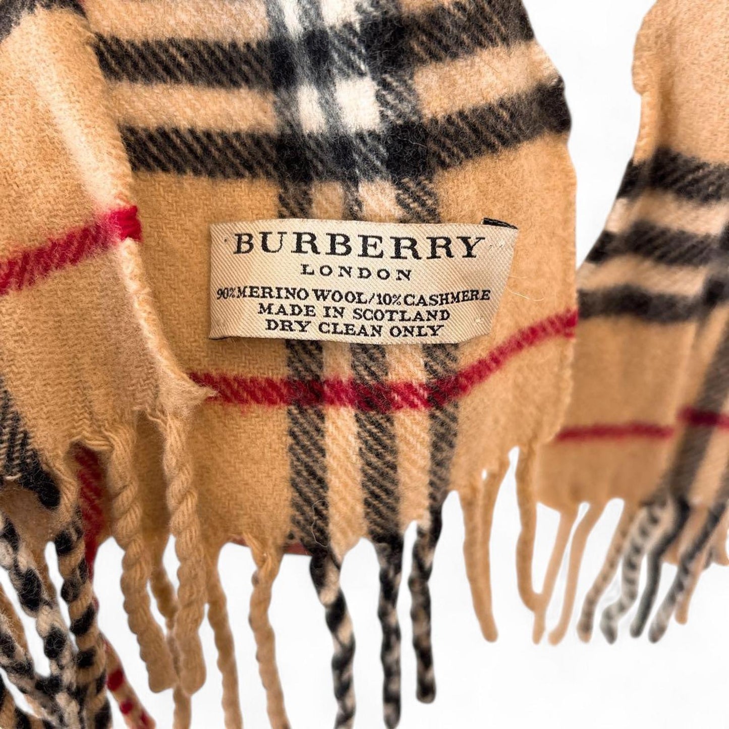 Burberry - Classic Beige Check Cashmere Scarf