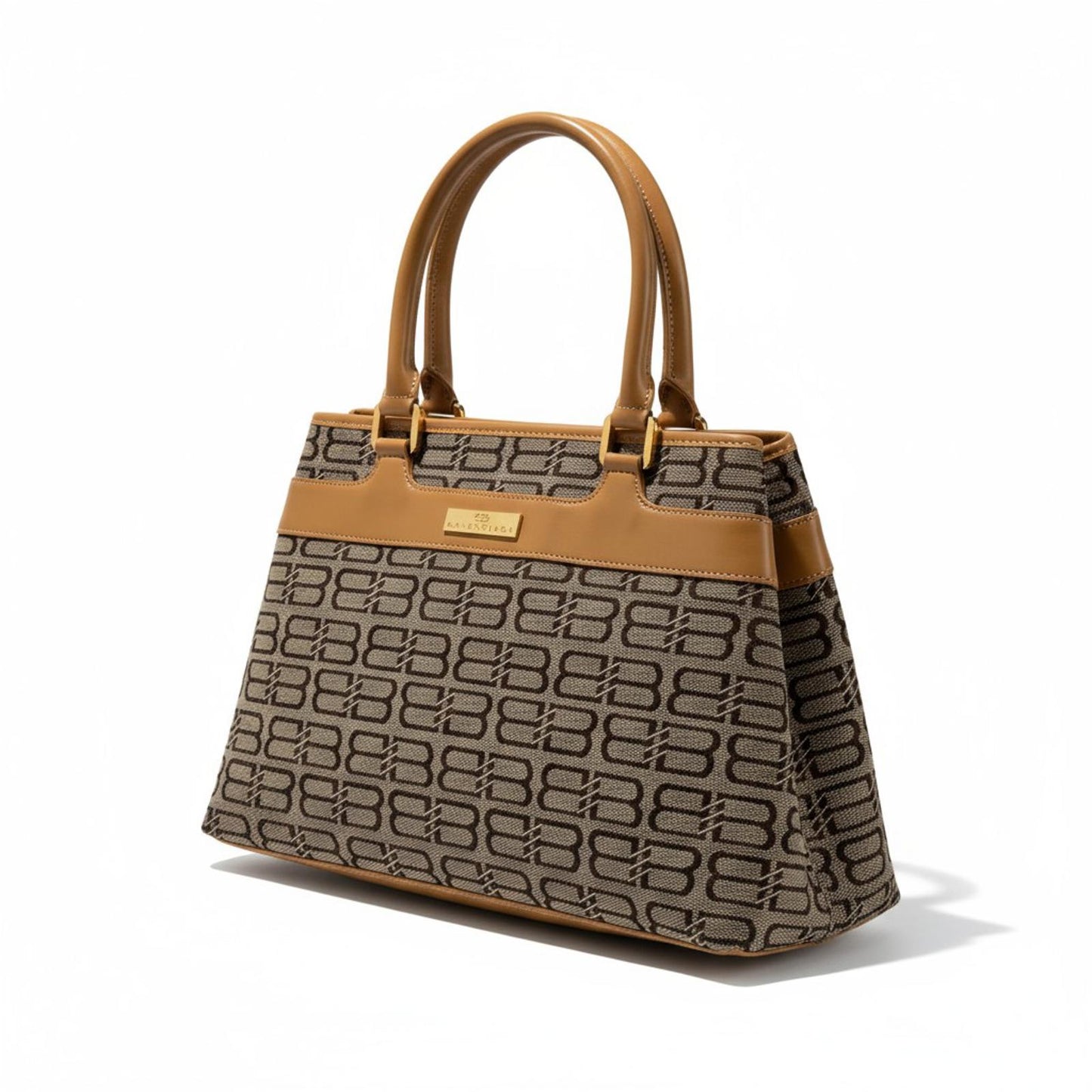 Balenciaga - Women's Satchel Bag in Brown Monogram Canvas
