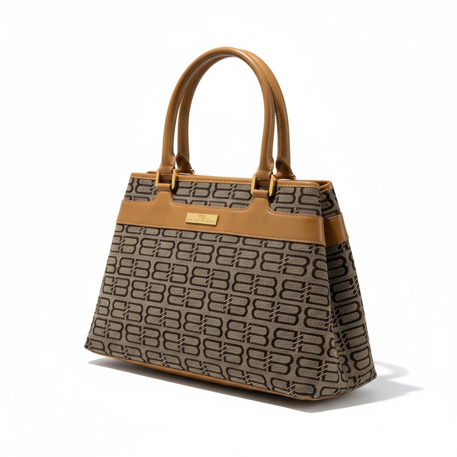 Balenciaga - Women's Satchel Bag in Brown Monogram Canvas