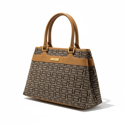 Balenciaga - Women's Satchel Bag in Brown Monogram Canvas