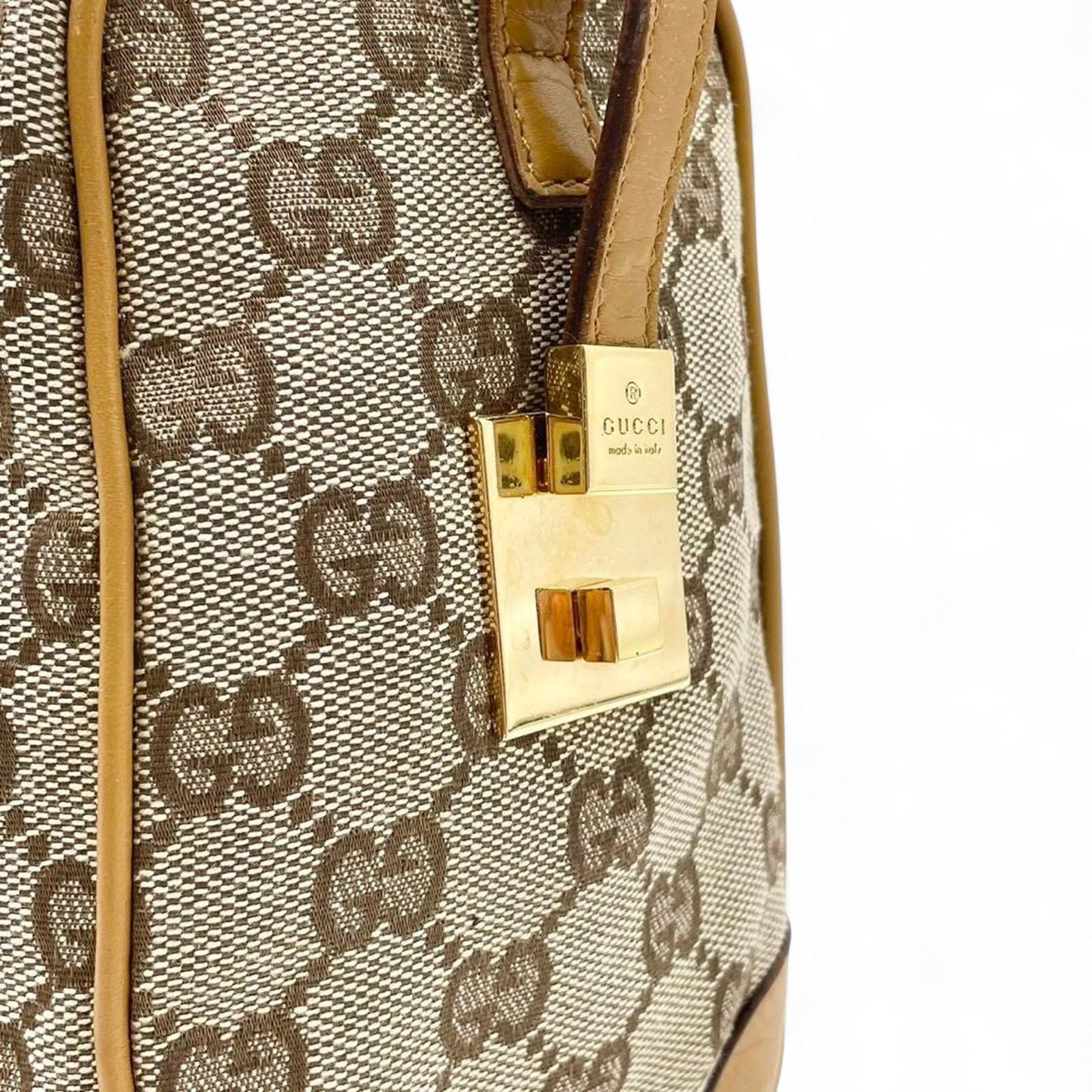 Gucci - Vintage GG Canvas Satchel Bag with Red Stripe