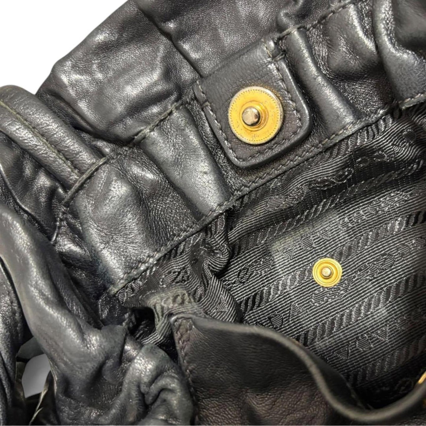 Prada - Black Leather Handbag Side Bows