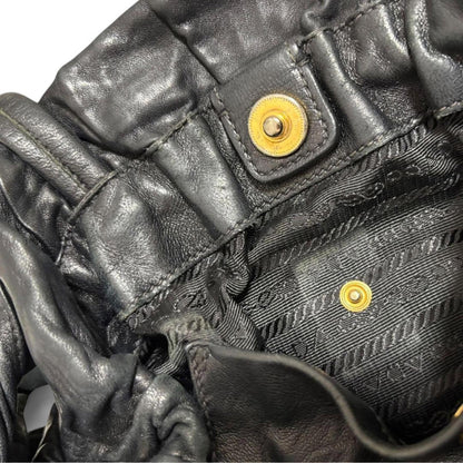 Prada - Black Leather Handbag Side Bows