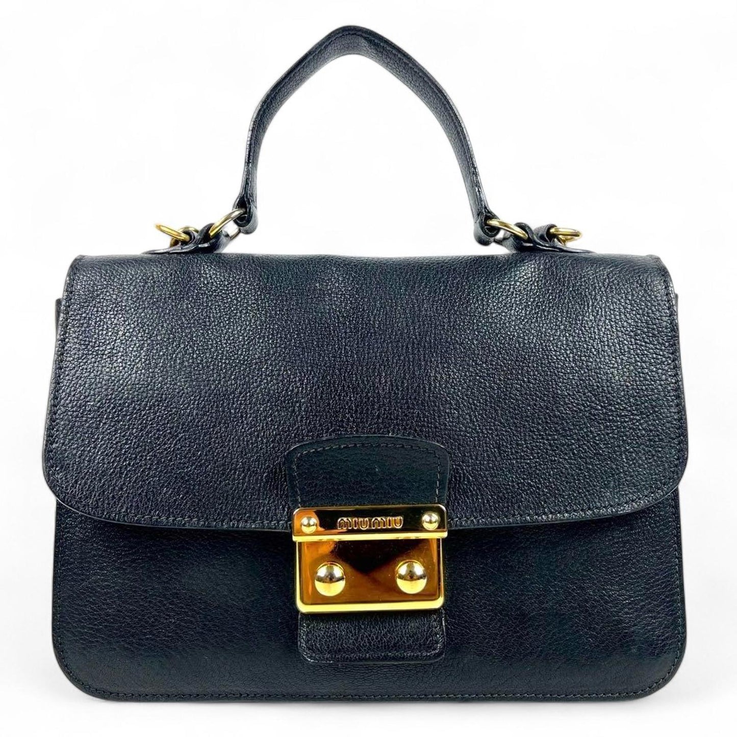 Miu Miu - Black Leather Handbag Gold Hardware