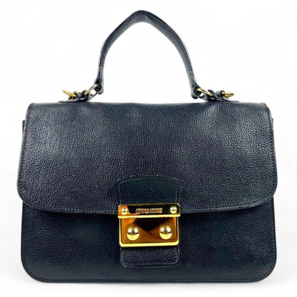 Miu Miu - Black Leather Handbag Gold Hardware