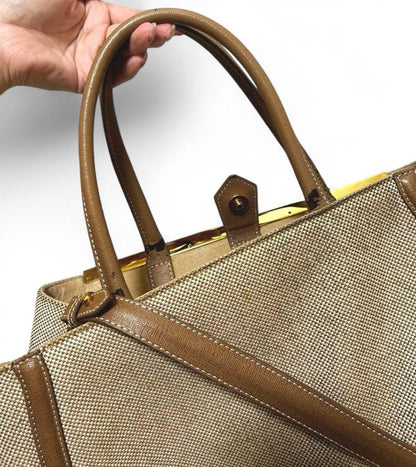 Fendi - Beige and Brown Structured Canvas Tote Bag