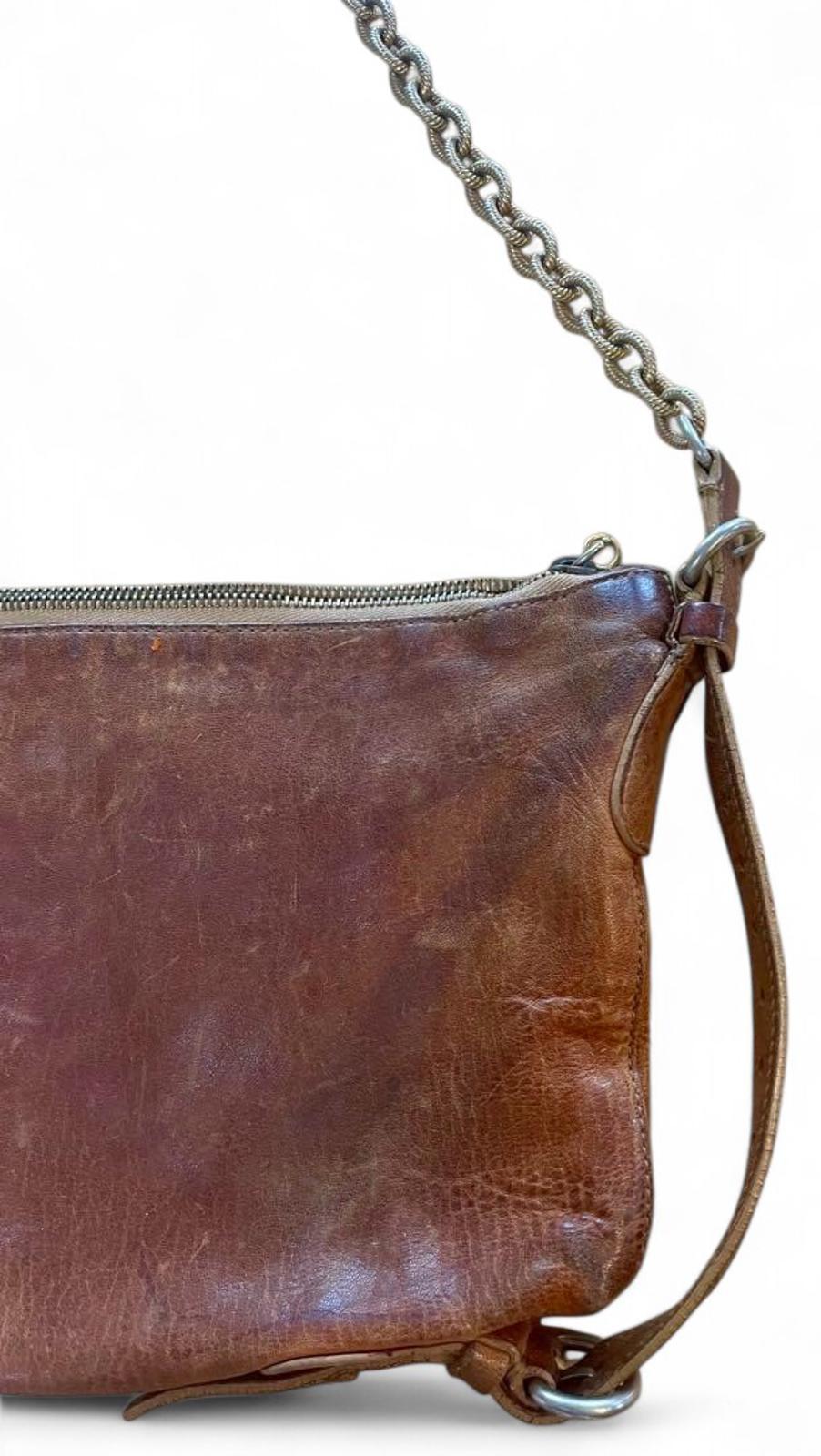 Miu Miu - Brown Leather Shoulder Bag Chain Detail
