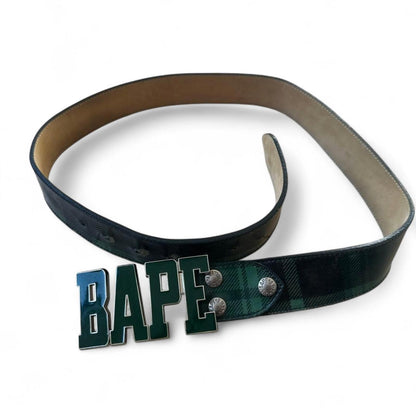 BAPE - Plaid Leather Belt Logo Buckle