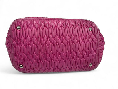 Miu Miu - Pink Quilted Leather Tote Bag with Crystal Chain