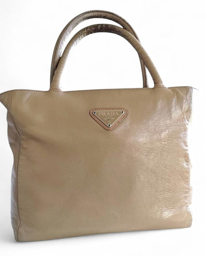 Prada - Beige Leather Tote Bag