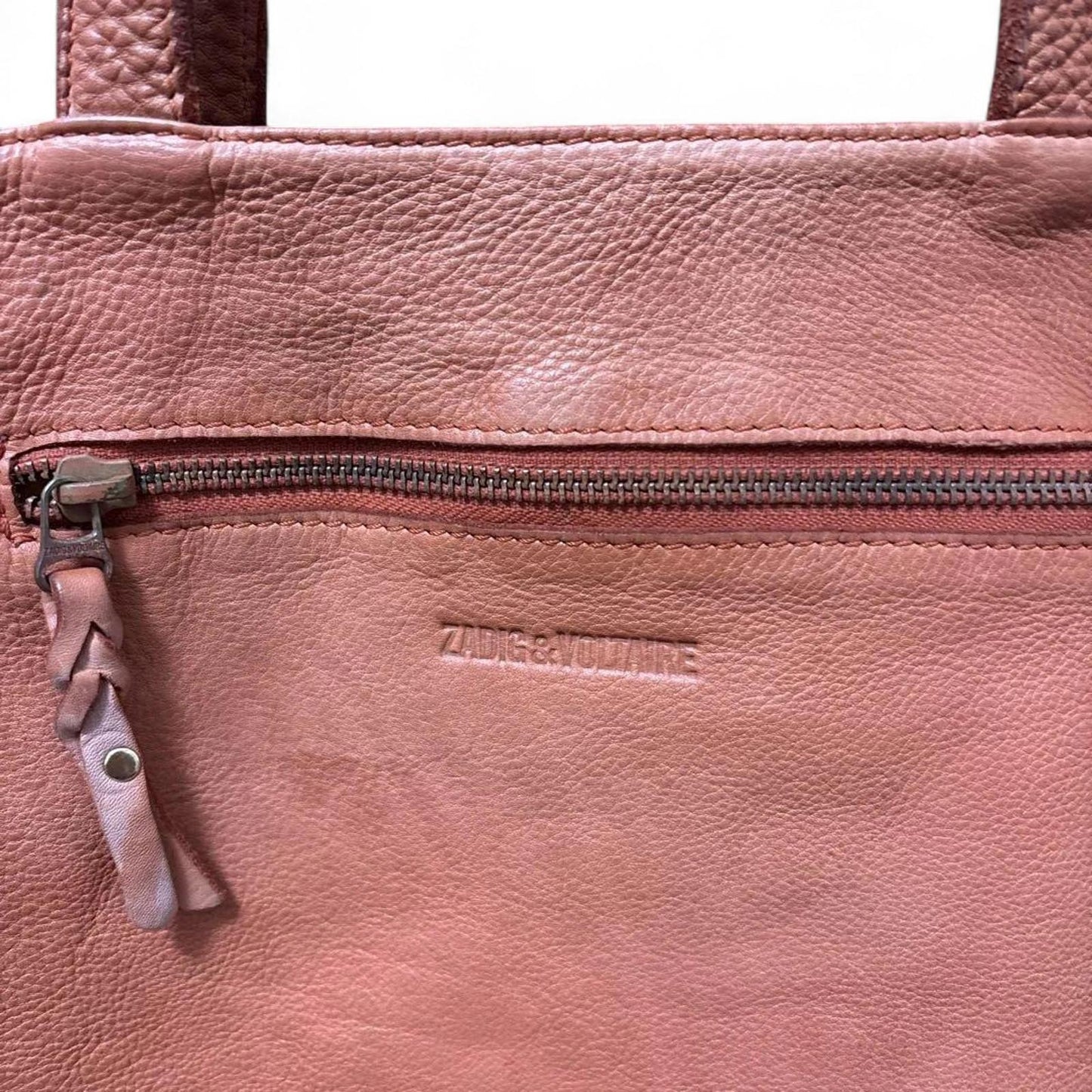 Zadig & Voltaire - Women's Pink Leather Tote Bag with Snakeskin Accen