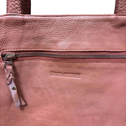 Zadig & Voltaire - Women's Pink Leather Tote Bag with Snakeskin Accen