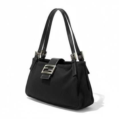 Fendi - Black Women's Shoulder Bag with Silver Buckle