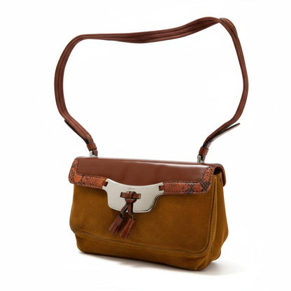 Prada - Women's Shoulder Bag in Brown Suede and Leather with