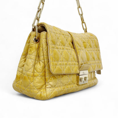 Dior - Yellow Quilted Patent Leather Shoulder Bag