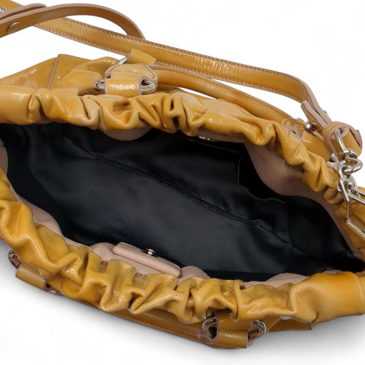 Miu Miu - Patent Vitello Brown Leather Satchel Bag