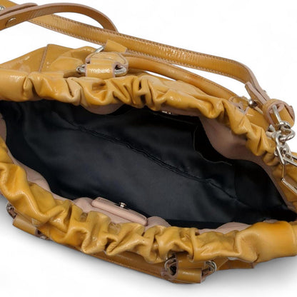 Miu Miu - Patent Vitello Brown Leather Satchel Bag