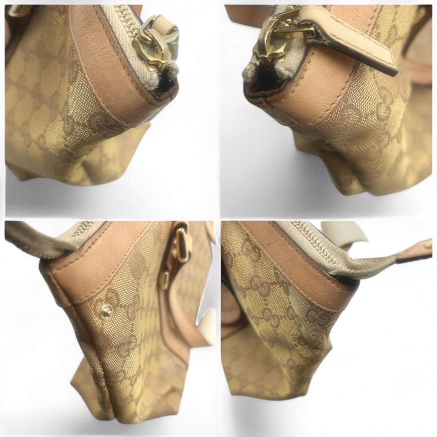 Gucci - Beige GG Canvas Tote Bag with Leather Trim