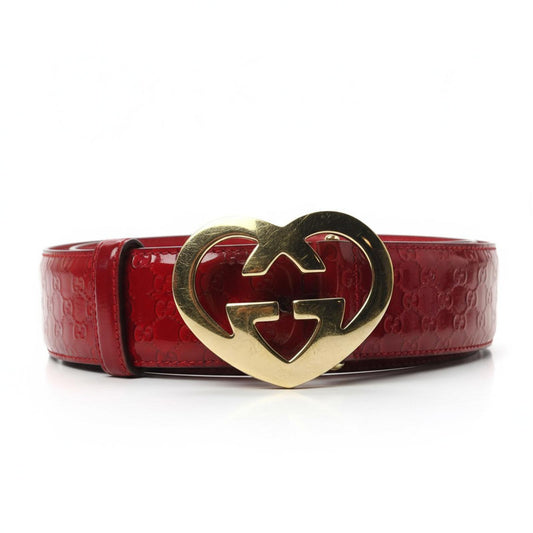 Gucci - Red Patent Leather Belt Gold Heart Buckle