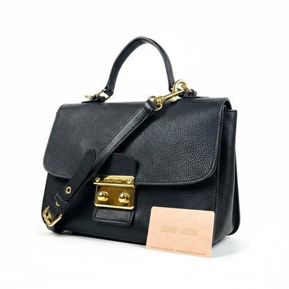 Miu Miu - Black Leather Handbag Gold Hardware