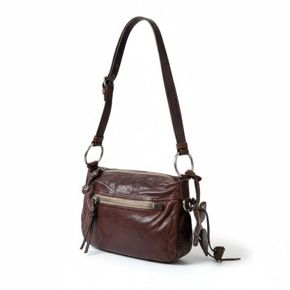 Miu Miu- Brown Leather Women's Shoulder Bag with Butterfly-