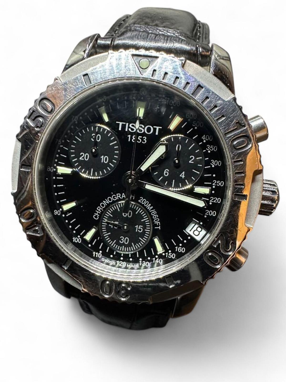 Tissot - Chronograph Men's Watch with Black Leather Strap