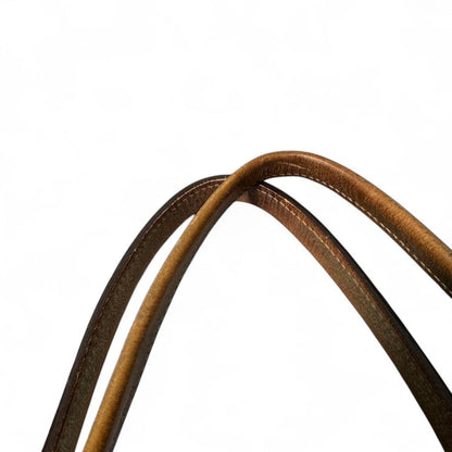 Gucci - Beige Monogram Canvas Handbag with Gold Leather Trim