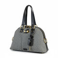 Saint Laurent - Grey Wool Black Leather Handbag