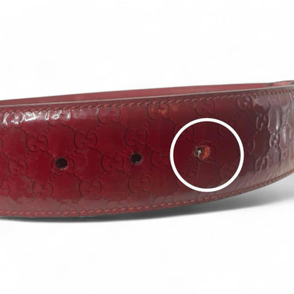 Gucci - Red Patent Leather Belt Gold Heart Buckle