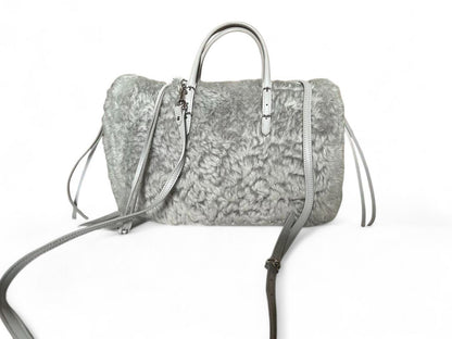 Balenciaga - Grey Shearling Fur Duffel Handbag